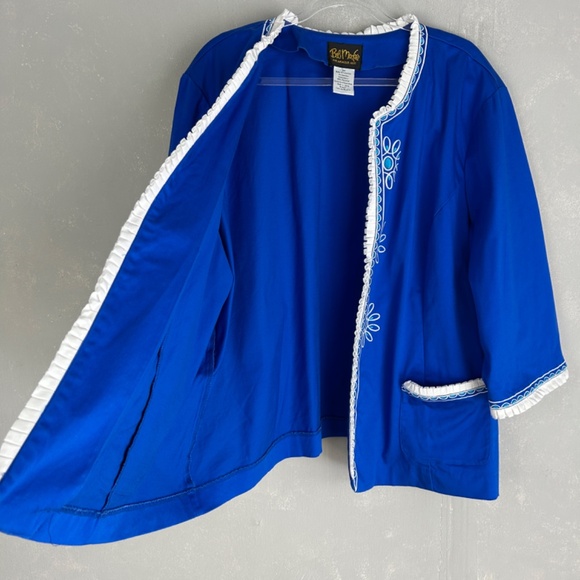 Bob Mackie blazer jacket plus size 3X open front embroidered blue wearable art - Picture 3 of 10